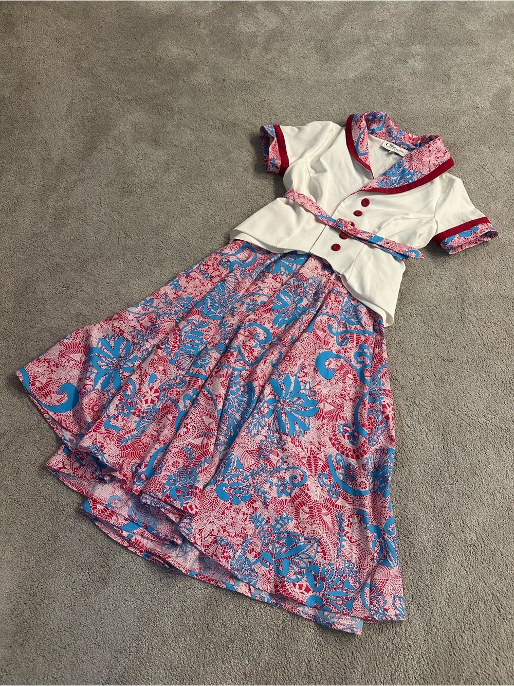 Matching Set Red, White, & Blue Floral